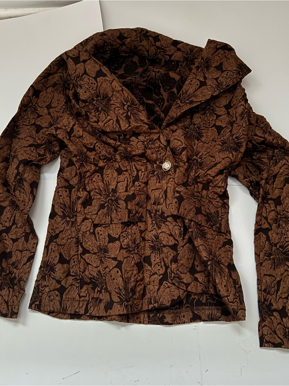 SHEIN Emery Rose Brown Floral Single Button Long Sleeve Suit Jacket Size S(US 4)